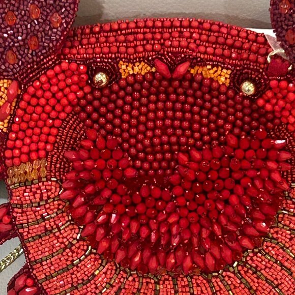 Tik Tok Viral Handcrafted in India Red Crab Gold Eyes Beaded Crossbody Bag NWT - Picture 5 of 7